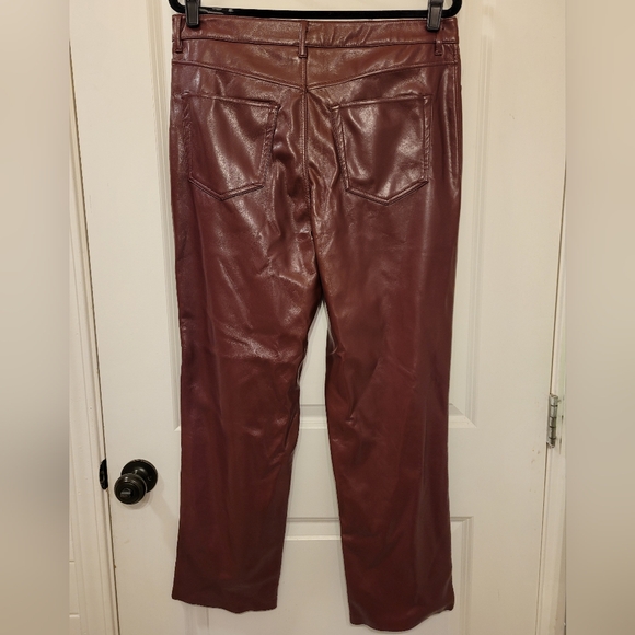 JOIE Limited Edition Faux Leather Pants NWT sz 12 Burgundy - Picture 4 of 8